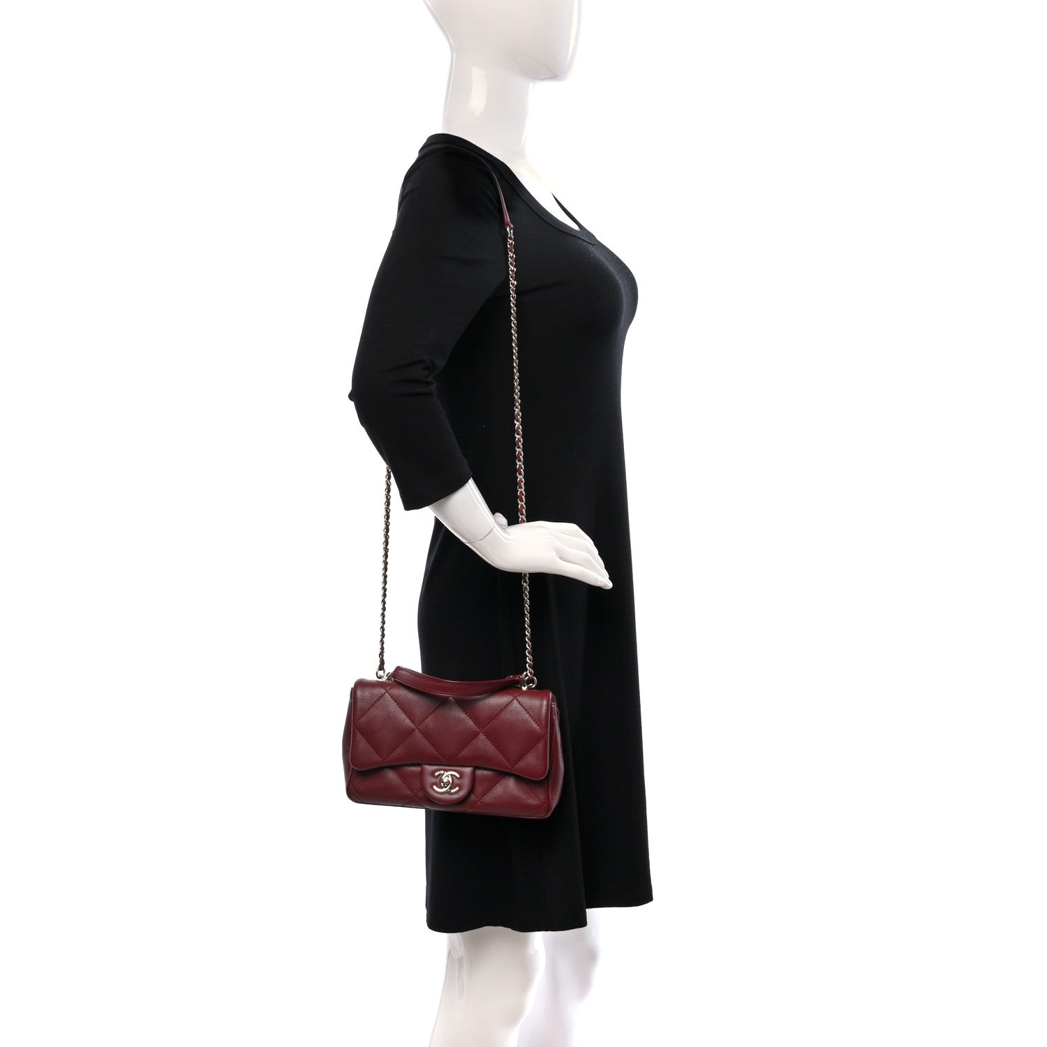 Chanel Lambskin Quilted Small Easy Carry Flap Burgundy 2 of 9