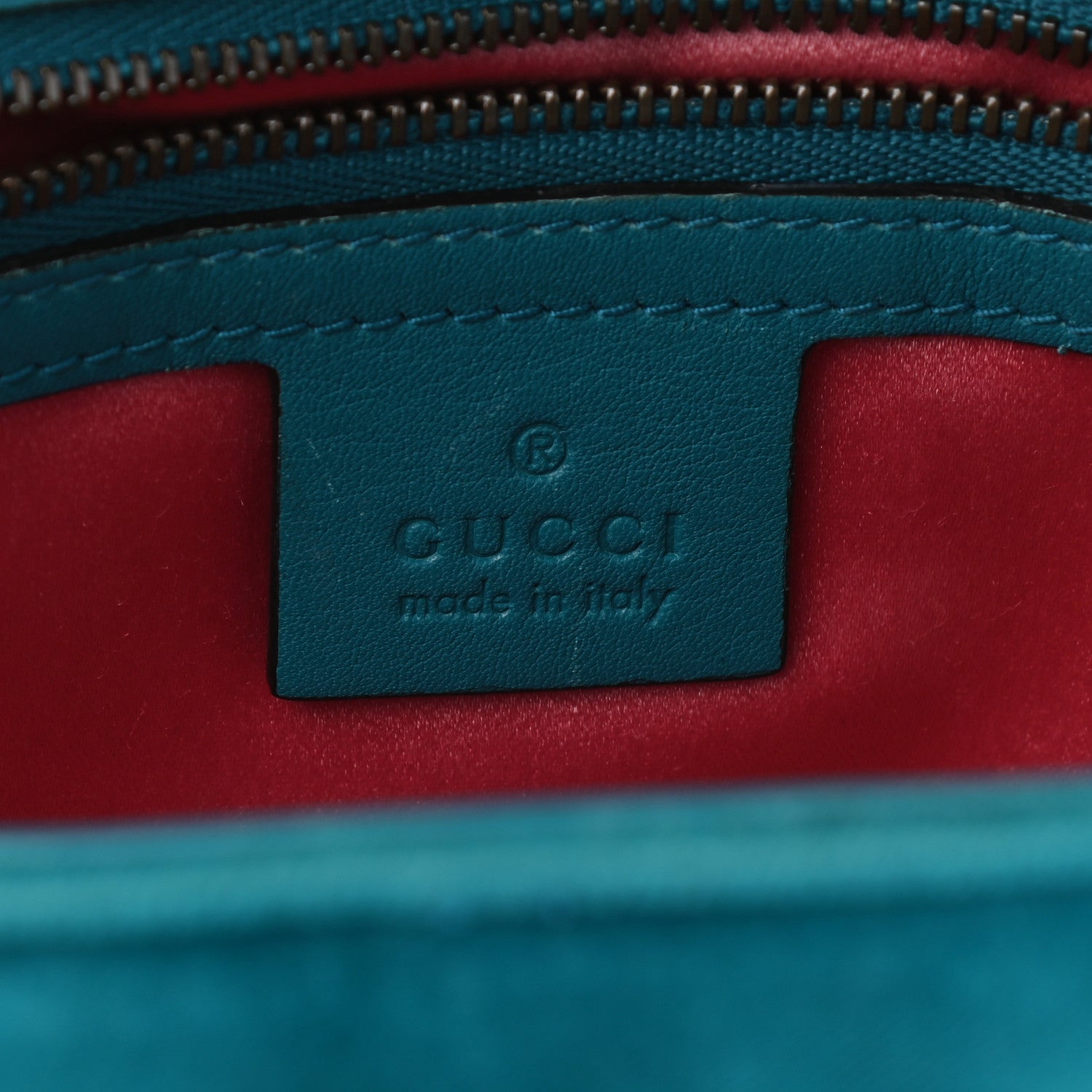 Gucci Velvet Matelasse Small GG Marmont Shoulder Bag Pavone Cyan 9 of 15