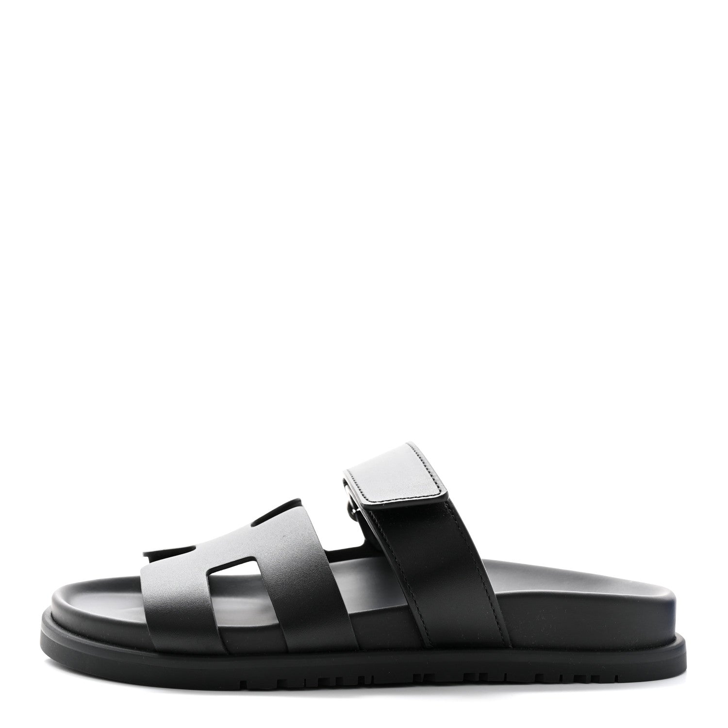 Hermes Calfskin Womens Chypre Sandals 36.5 Black 1 of 10