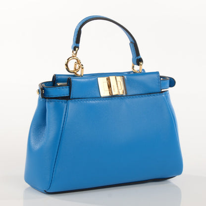 Fendi Nappa Micro Peekaboo Iconic Satchel Blu Royal 3 of 8
