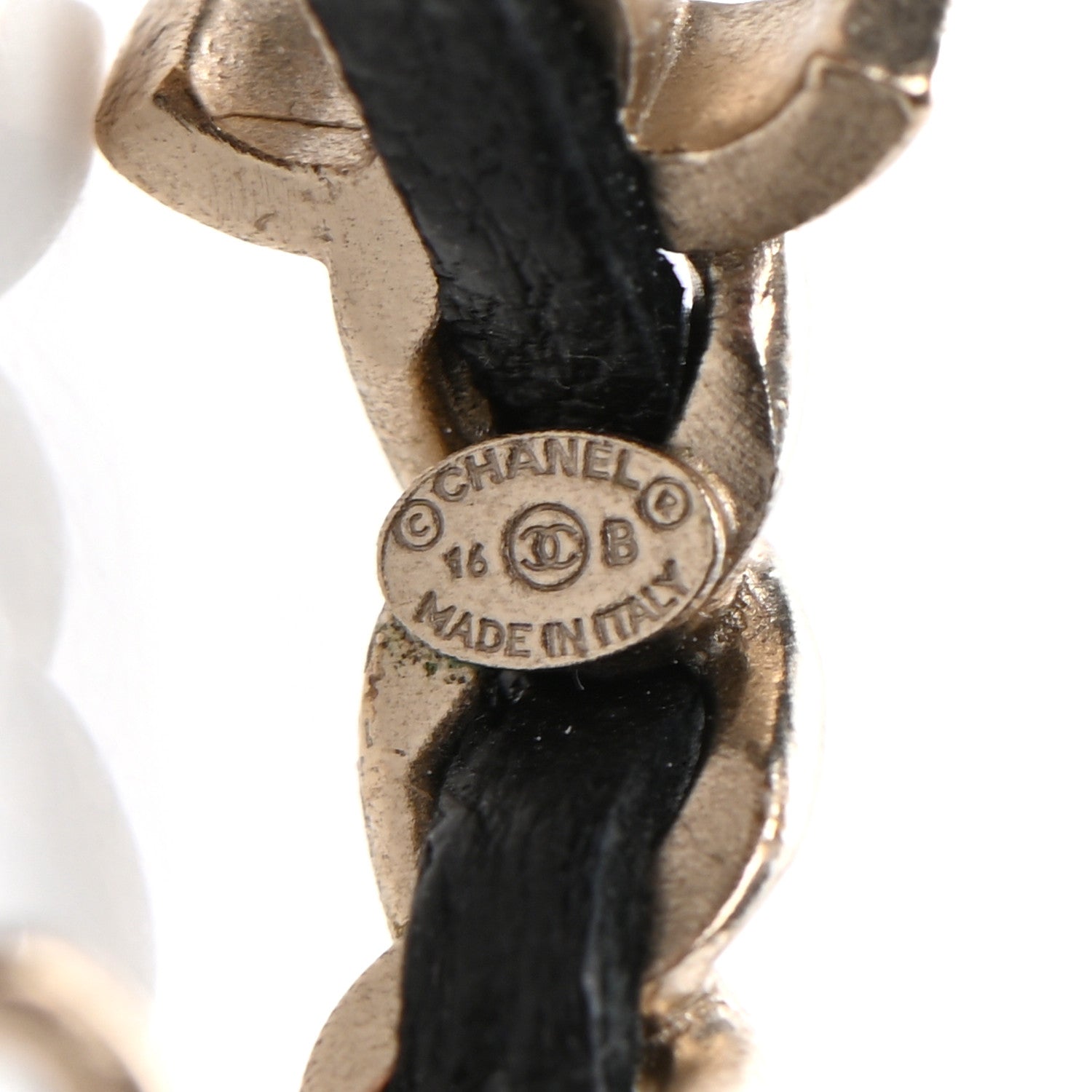 Chanel Lambskin CC Chain Hoop Earrings Matte Gold Black 4 of 5