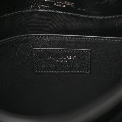 Saint Laurent Crinkled Lambskin Matelasse Monogram Baby Niki Chain Satchel Black 6 of 12