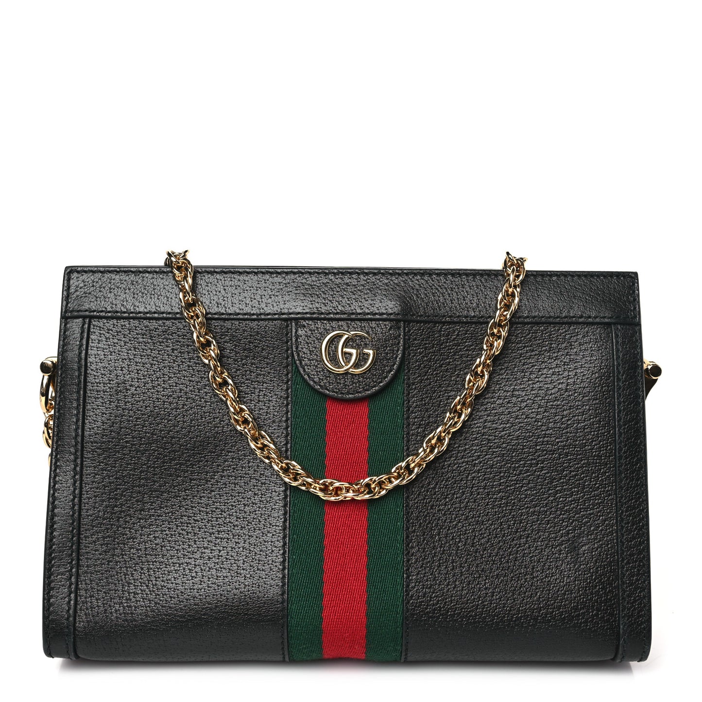 Calfskin GG Web Small Ophidia Chain Shoulder Bag Black
