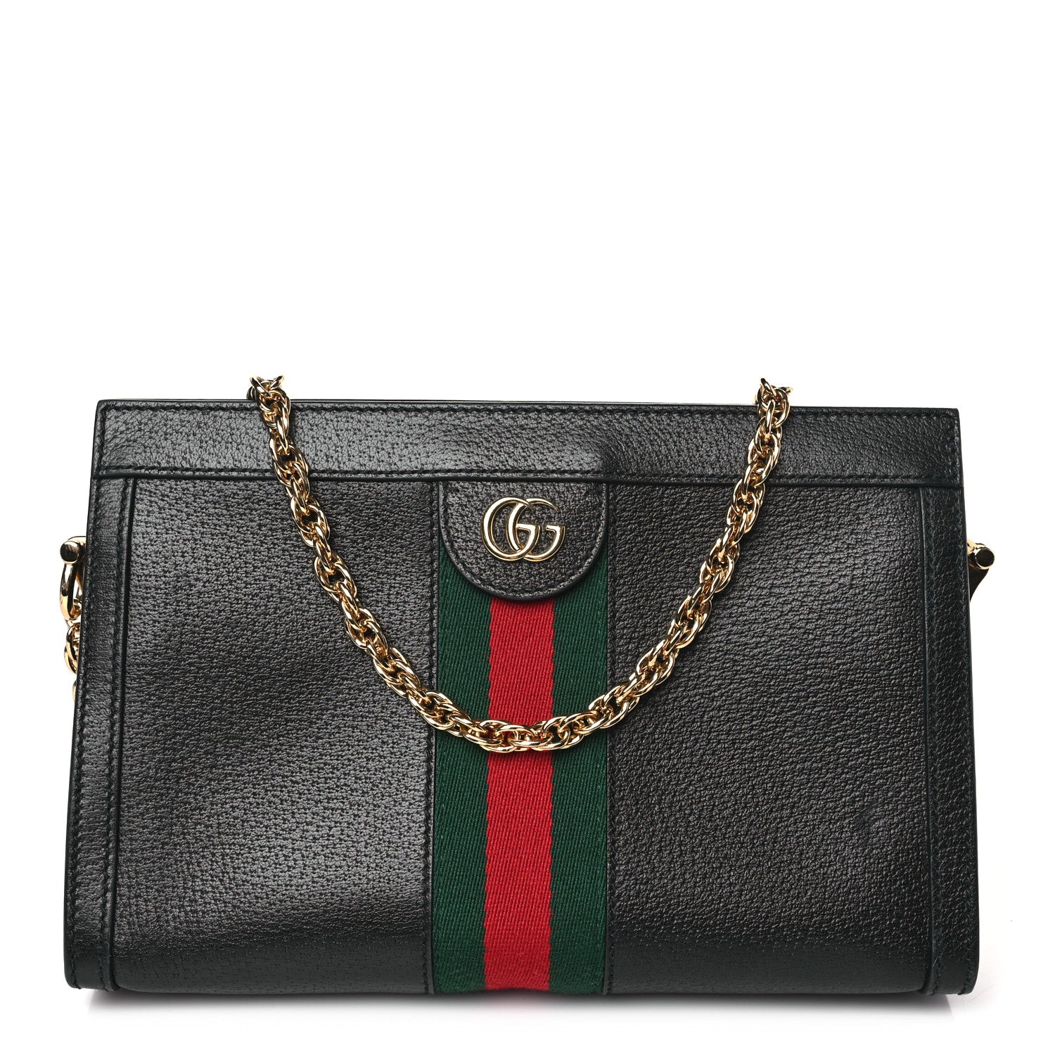 Gucci Calfskin GG Web Small Ophidia Chain Shoulder Bag Black 1 of 9