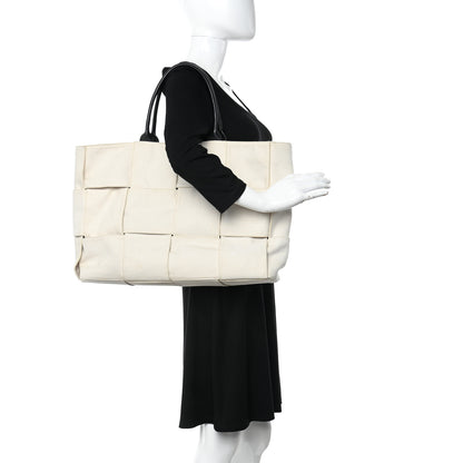 Bottega Veneta Canvas Intrecciato Large Arco Tote Beige Black 2 of 21