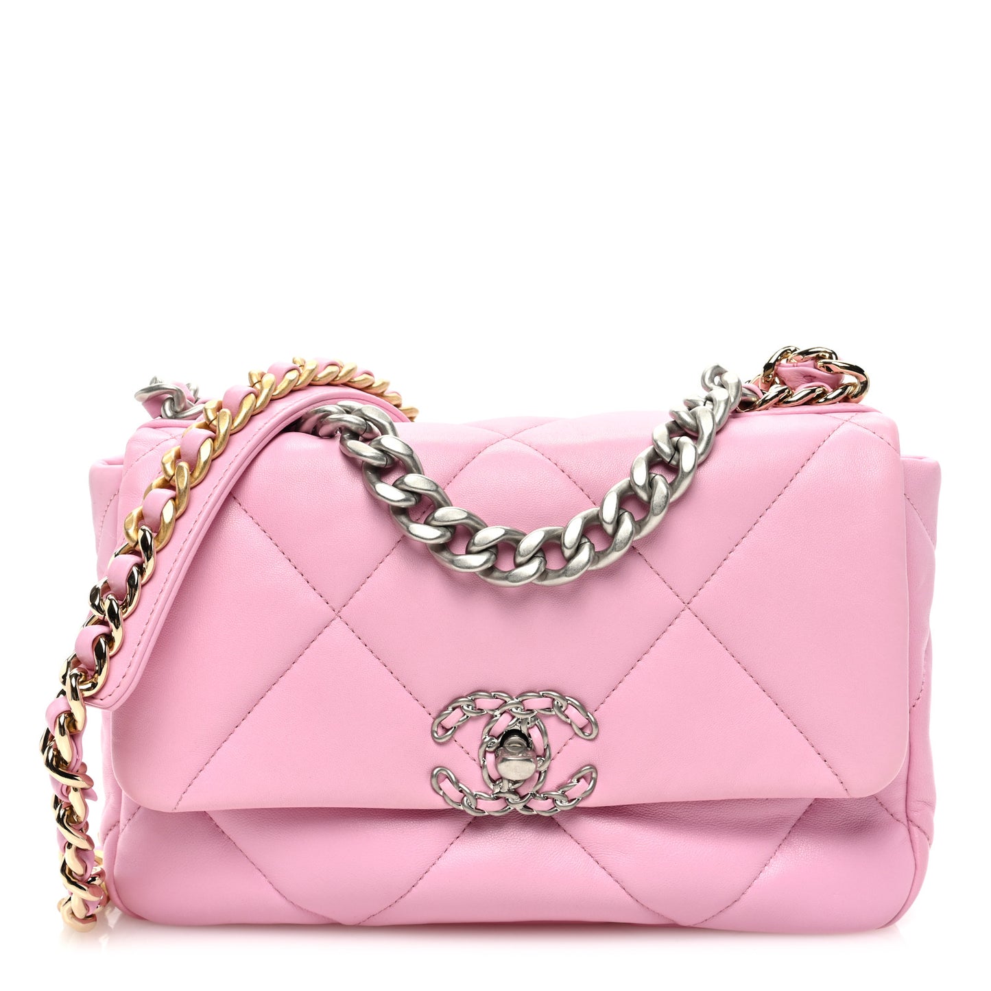 Lambskin Quilted Medium Chanel 19 Flap Pink