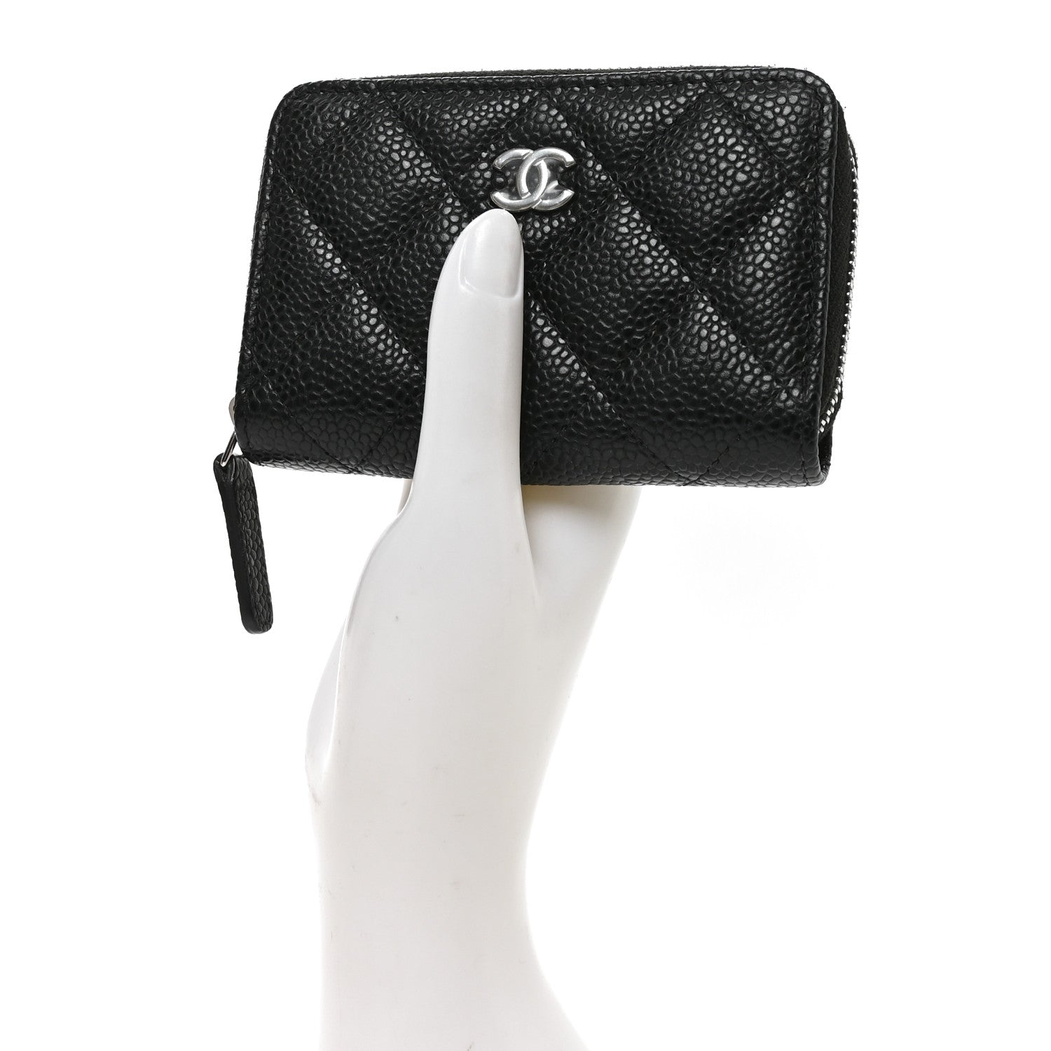 Chanel Caviar Quilted Zip Coin Purse Black 2 of 8