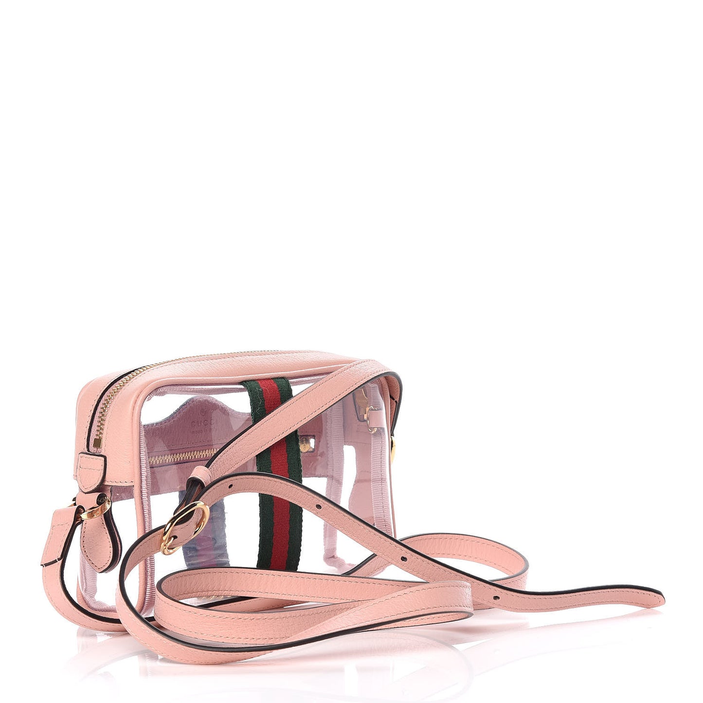 Vinyl Web Mini Ophidia Transparent Shoulder Bag Perfect Pink