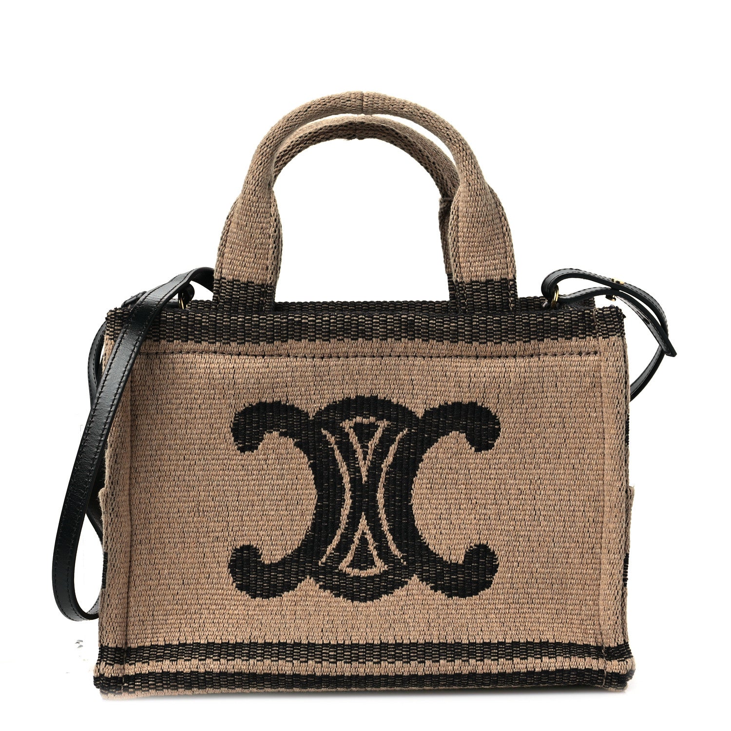 Celine Canvas Calfskin Small Cabas Thais Natural Black 1 of 7