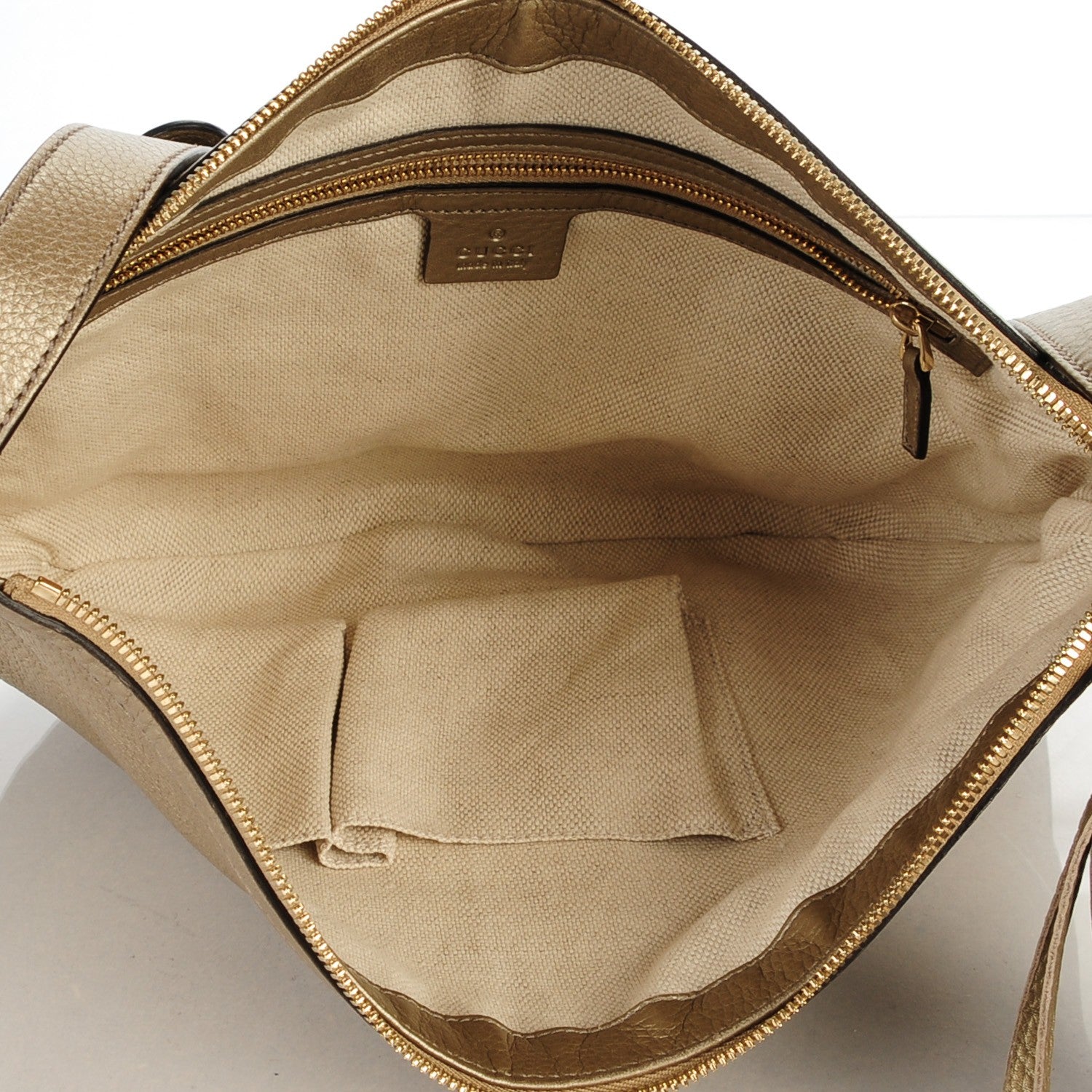 Gucci Metallic Pebbled Calfskin Small Soho Hobo Golden Beige 5 of 7
