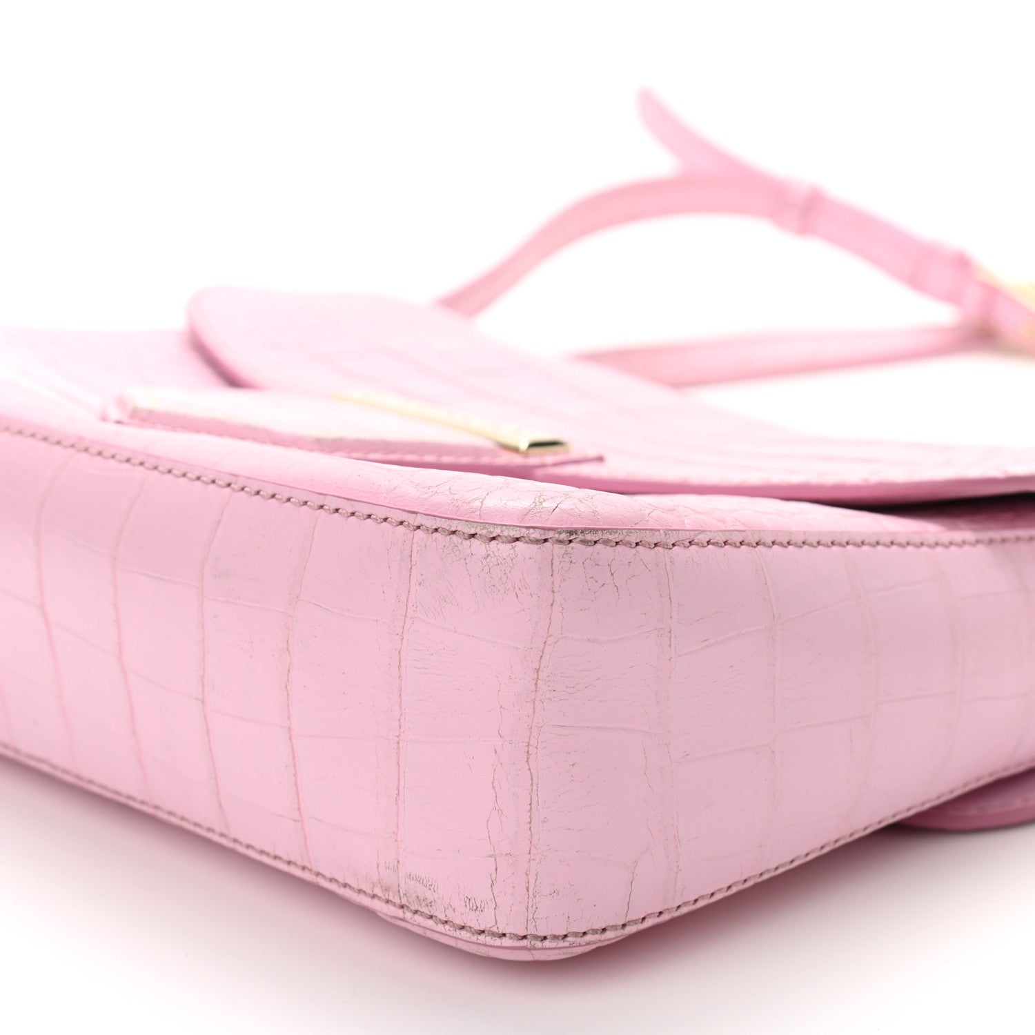 Givenchy Calfskin Crocodile Embossed Small Nobile Shoulder Bag Pink 8 of 14