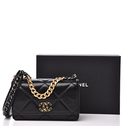 Chanel Goatskin Quilted 19 Wallet On Chain WOC Black 15 of 15