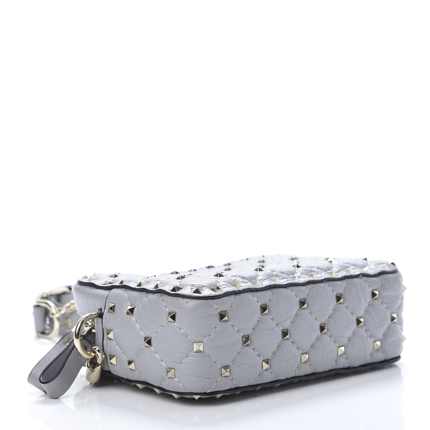 Valentino Garavani Craquele Nappa Rockstud Spike Camera Crossbody Bag Pastel Grey 4 of 10