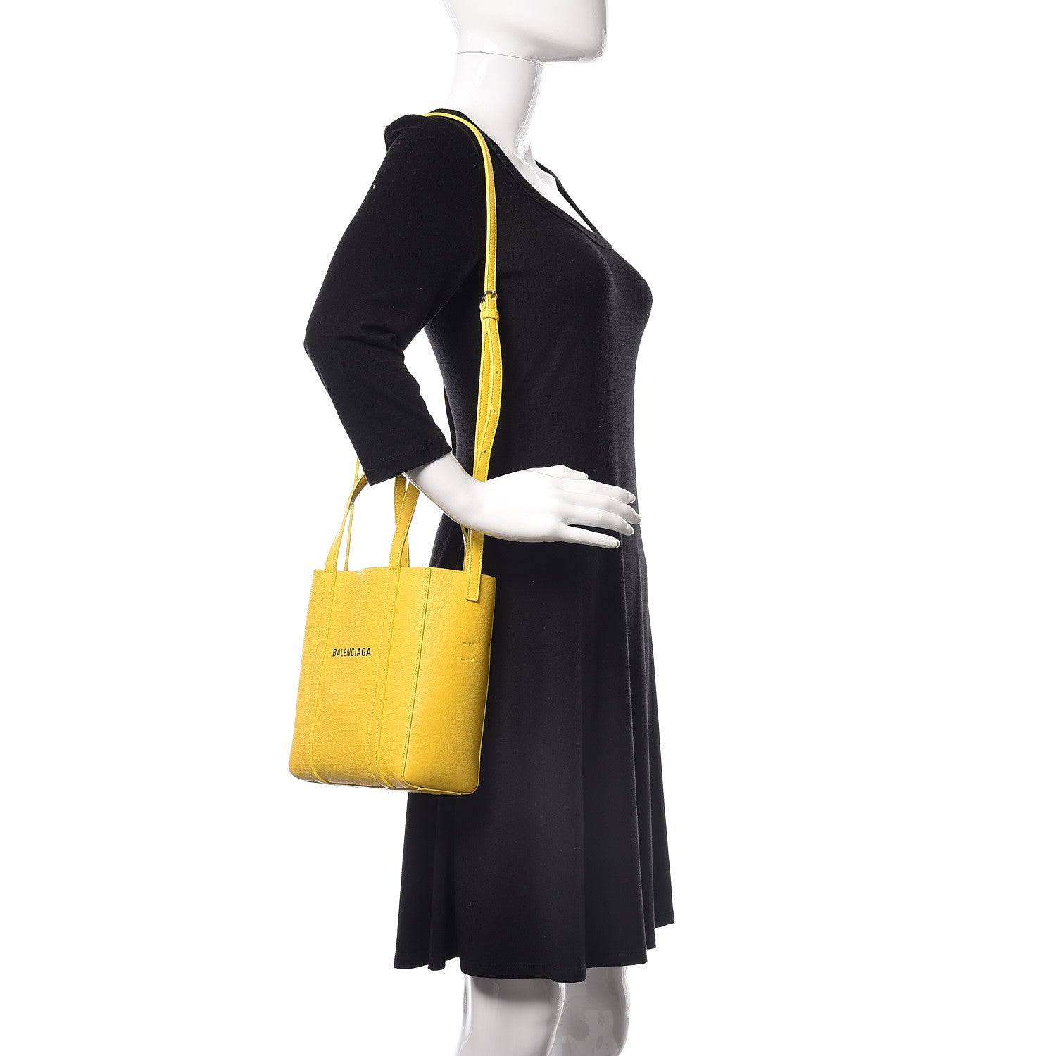 Balenciaga Smooth Calfskin Logo XXS Everyday Tote Jaune Soleil Black 2 of 9