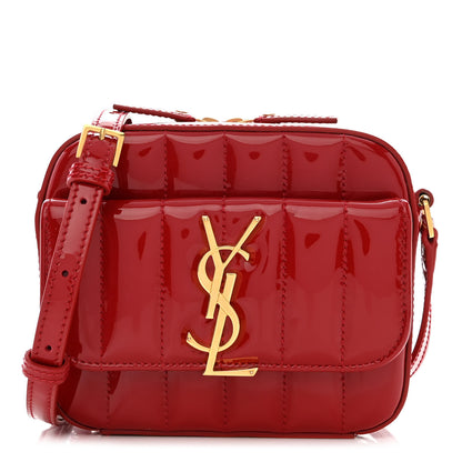 Saint Laurent Patent Matelasse Monogram Toy Vicky Camera Bag Red 1 of 11