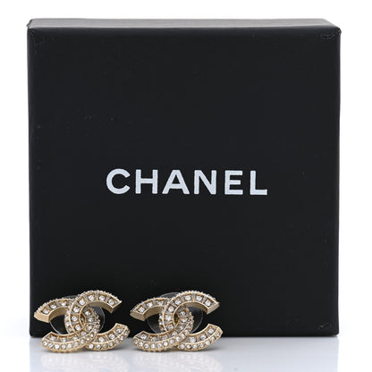 Chanel Crystal Timeless CC Earrings Light Gold 5 of 5