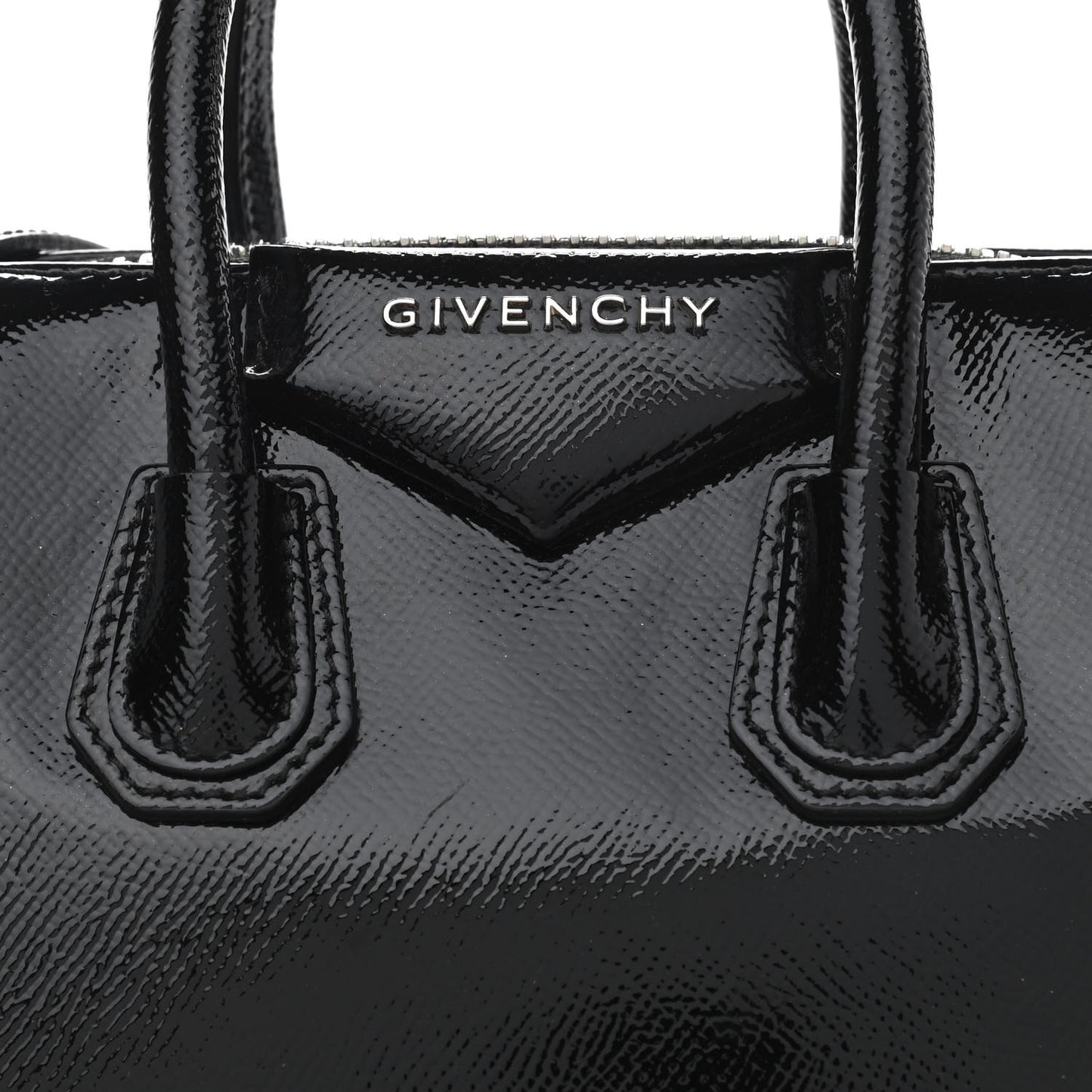 Textured Patent Calfskin Mini Antigona Black