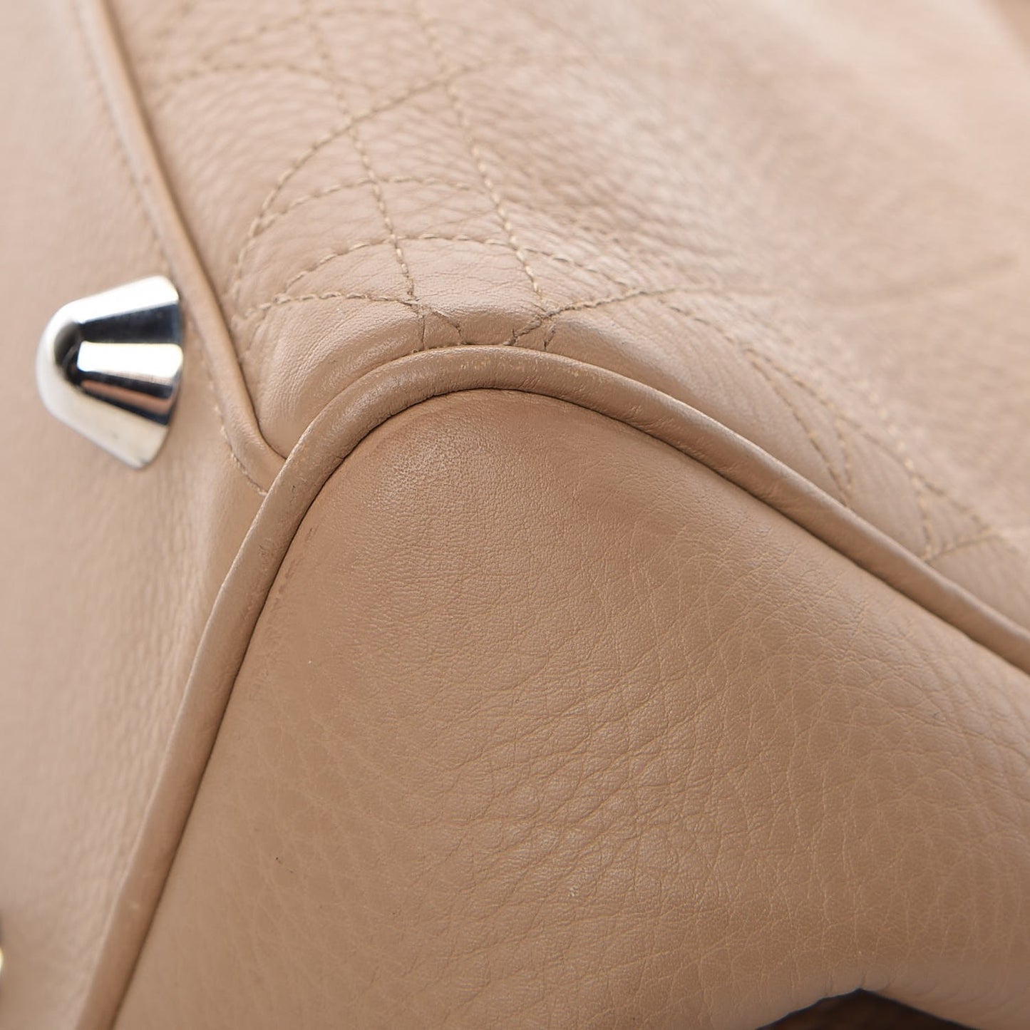 Calfskin Cannage Shoulder Bag Camel