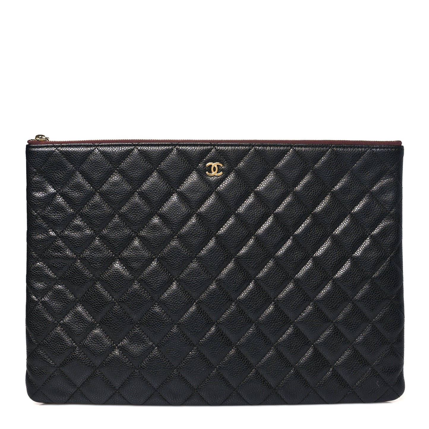 Caviar Quilted Large Cosmetic Case Black