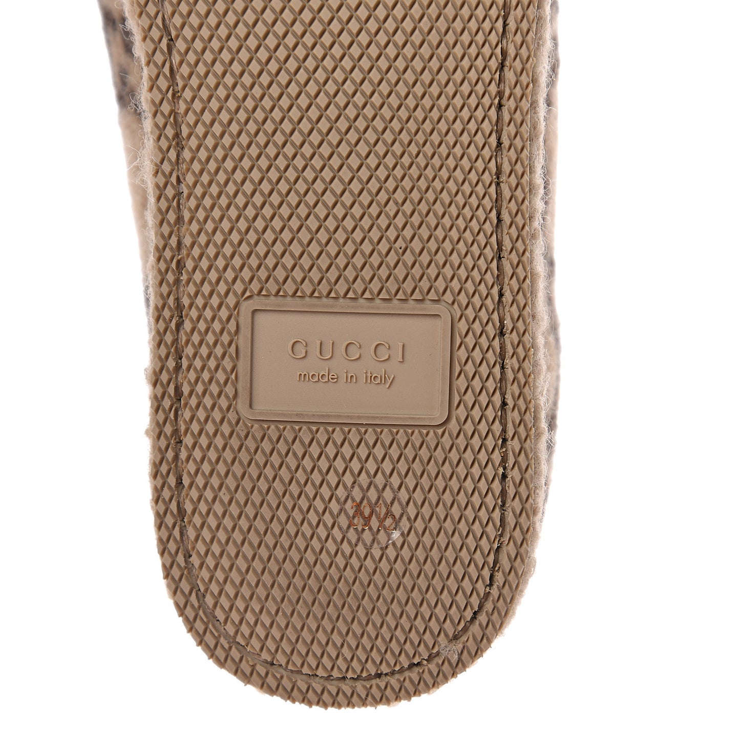 Covered Wool GG Monogram Womens Fria Horsebit Loafers 39.5 Beige Ebony Black Butterscotch