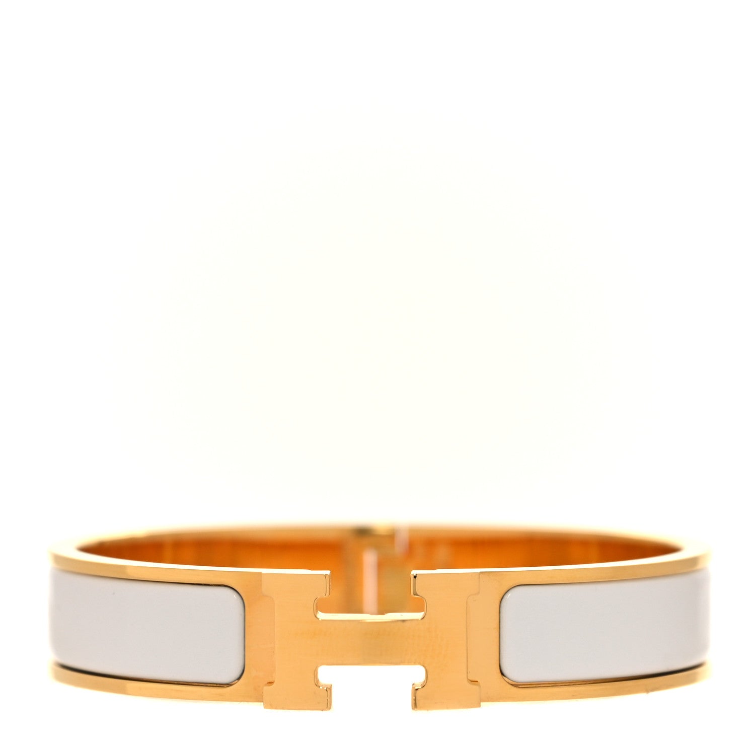 Hermes Enamel Narrow Clic Clac H Bracelet PM White 1 of 5