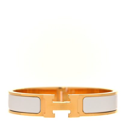 Hermes Enamel Narrow Clic Clac H Bracelet PM White 1 of 5