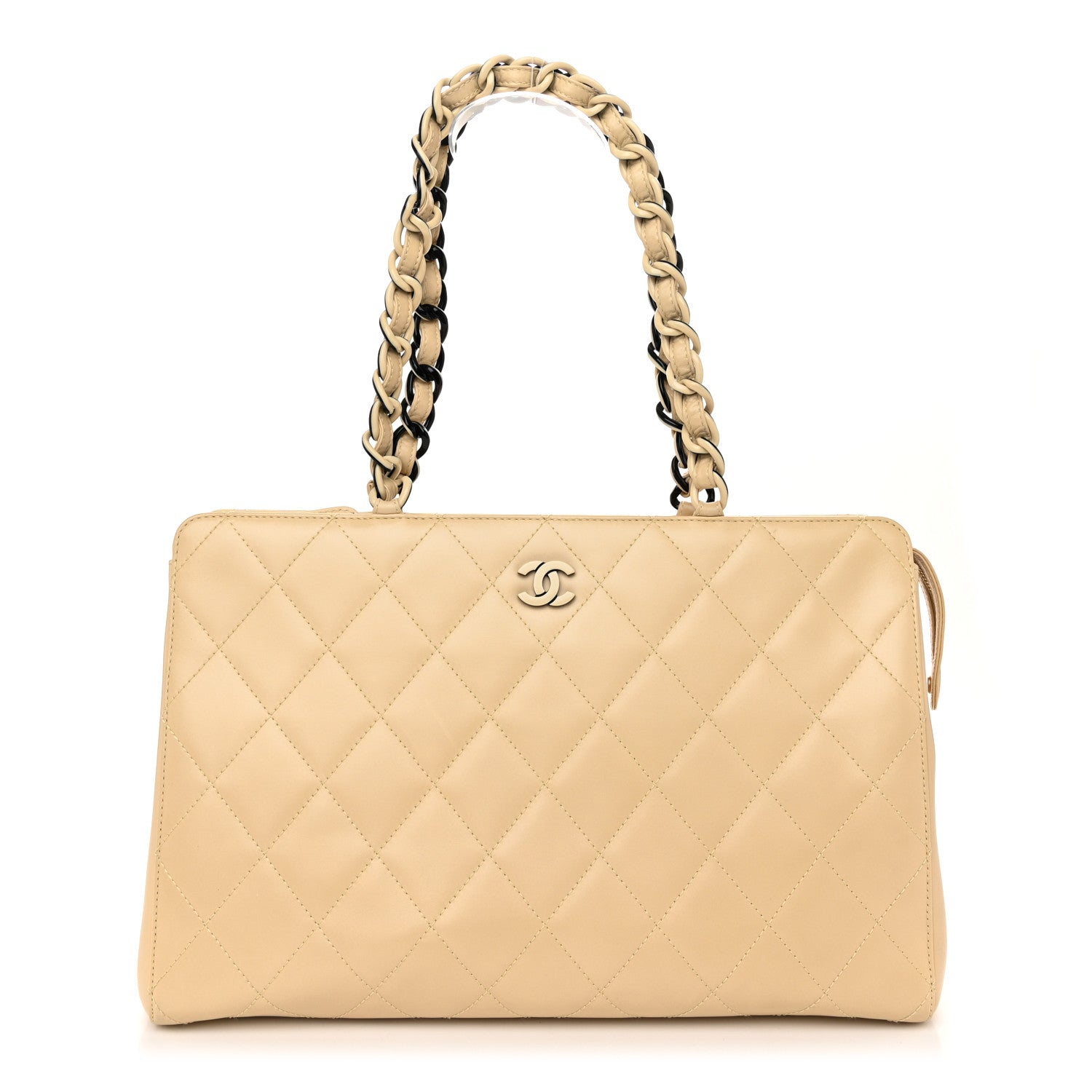 Chanel Lambskin Quilted CC Shoulder Bag Beige 1 of 12