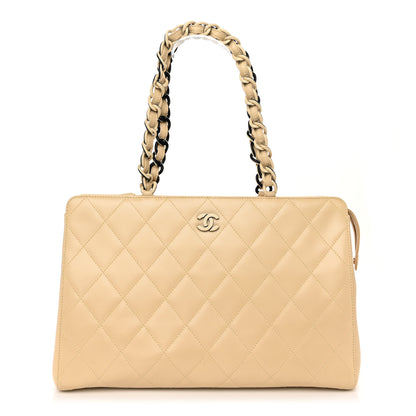 Chanel Lambskin Quilted CC Shoulder Bag Beige 1 of 12