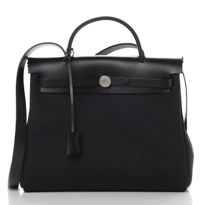 Hermes Military Toile Vache Hunter Herbag Zip PM 31 Black 3 of 12