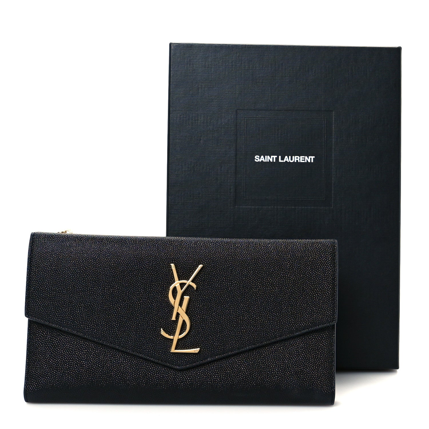 Saint Laurent Grain De Poudre Monogram Uptown Wallet Black 21 of 22
