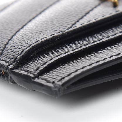 Saint Laurent Grain De Poudre Matelasse Chevron Monogram Credit Card Case Black 10 of 12