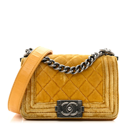 Chanel Velvet Quilted Mini Boy Flap Yellow 1 of 11