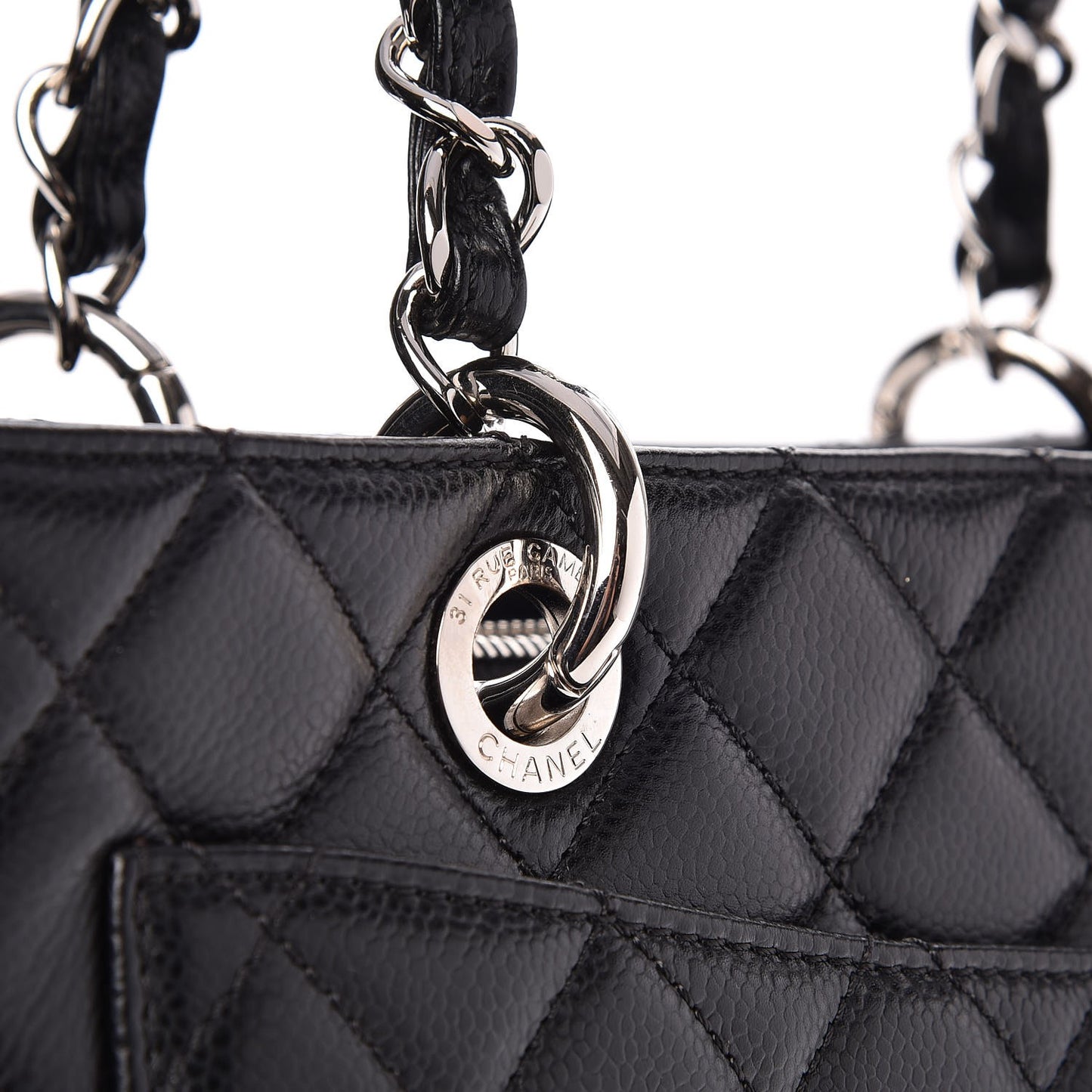 Caviar Quilted Grand Shopping Tote GST Black
