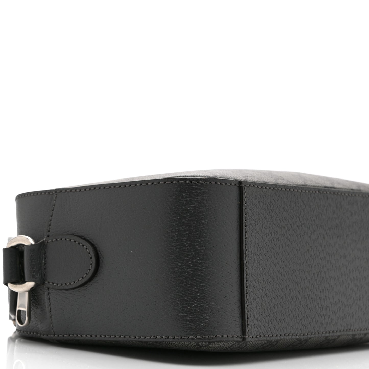 GG Supreme Monogram Textured Dollar Calfskin Ophidia Shoulder Bag Grey Black Graphite Grey