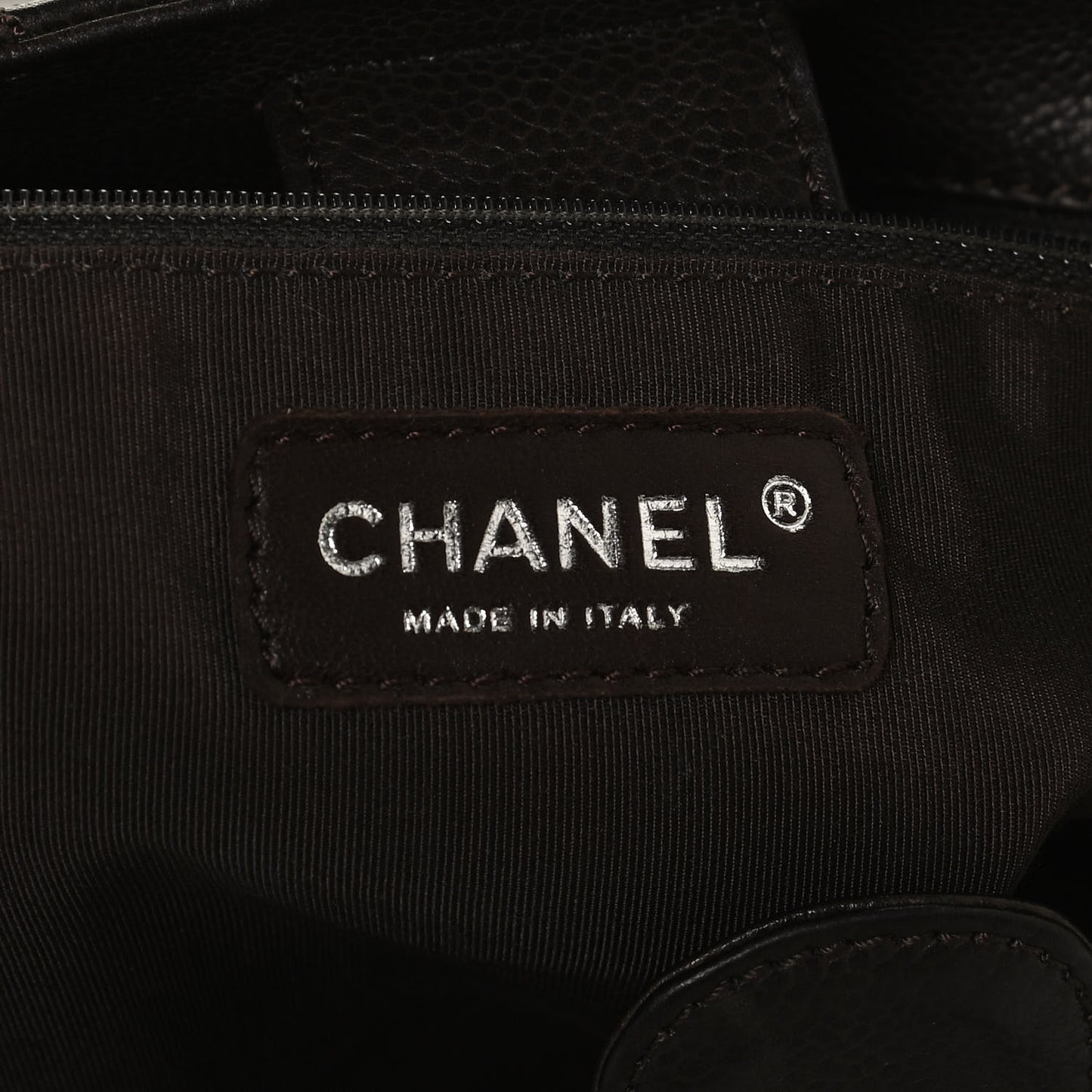 Caviar Quilted Petit Shopping Tote PST Dark Brown