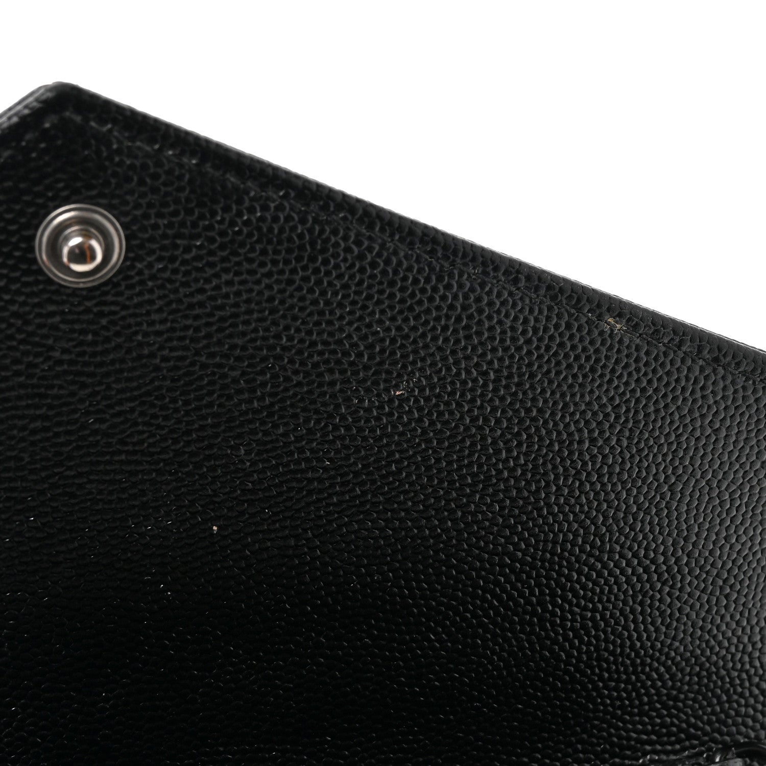 Saint Laurent Grain De Poudre Matelasse Chevron Monogram Monochrome Envelope Chain Wallet Black 15 of 20