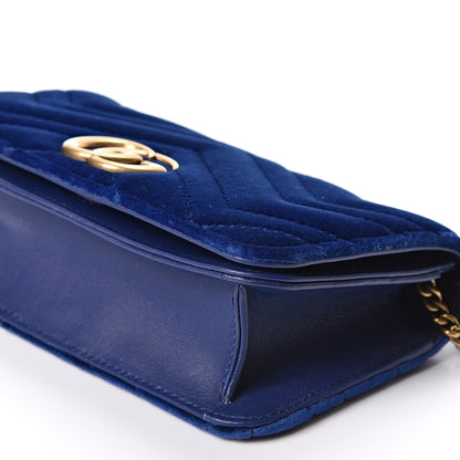 Gucci Velvet Matelasse GG Marmont Mini Bag Cobalt Blue 8 of 9
