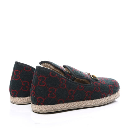 Gucci Covered Wool GG Monogram Mens Fria Horsebit Loafers 6 Green Red Shamarock Butterscotch 4 of 11