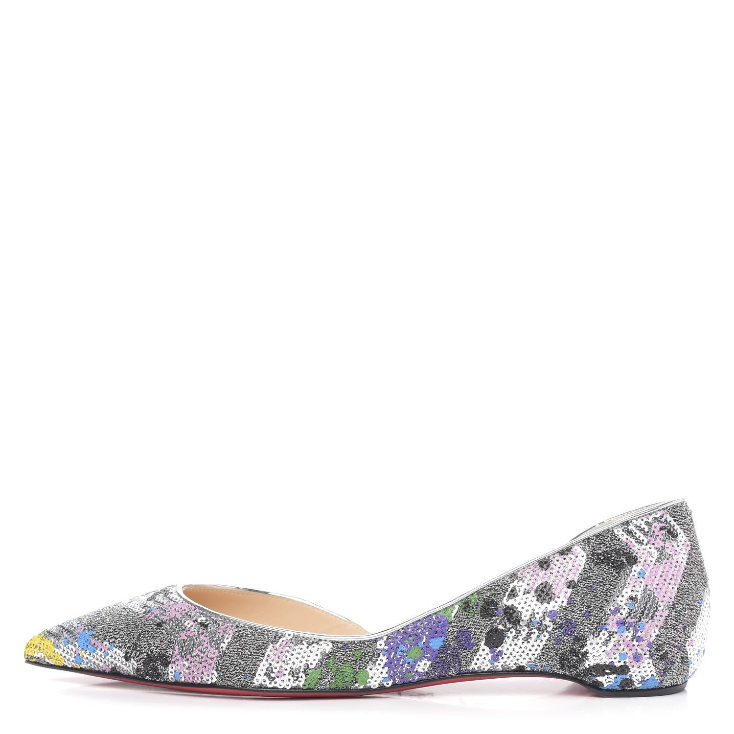 Christian Louboutin Paillette Splash Iriza Flats 38.5 Silver Multicolor 1 of 10