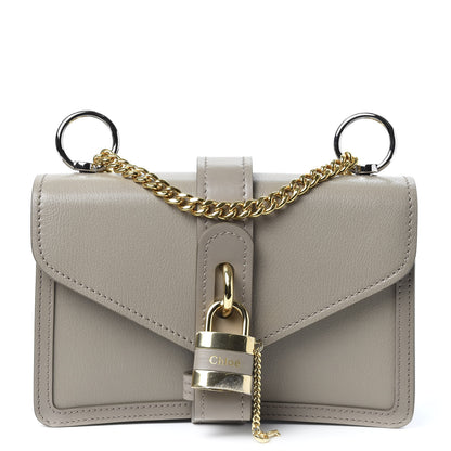 Chloe Shiny Goatskin Calfskin Aby Chain Shoulder Bag Motty Grey 1 of 9