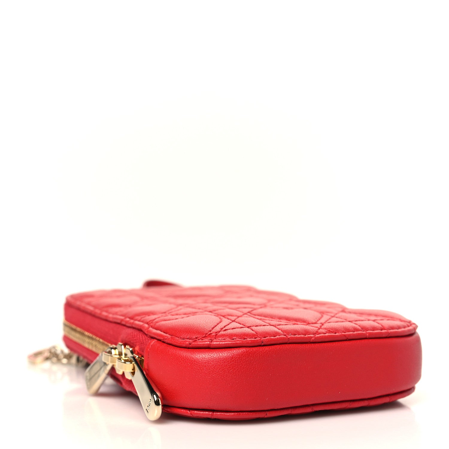Christian Dior Lambskin Cannage Dioramour Lady Dior Phone Holder Bright Red 4 of 10