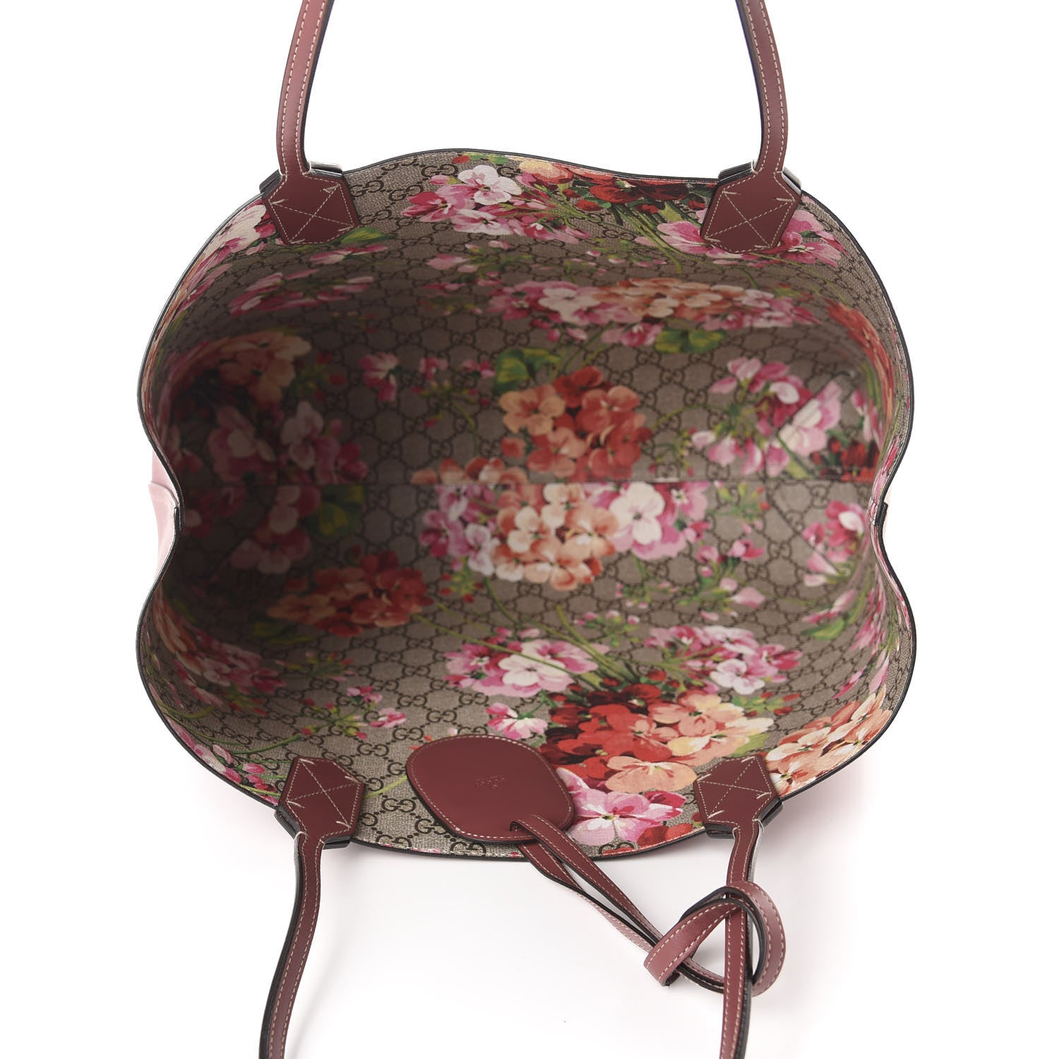 Gucci GG Supreme Monogram Blooms Medium Reversible Tote Beige Multicolor Dry Rose 13 of 18