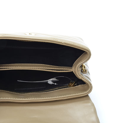 Saint Laurent Calfskin Y Quilted Monogram Toy Loulou Crossbody Bag Dark Beige 4 of 10