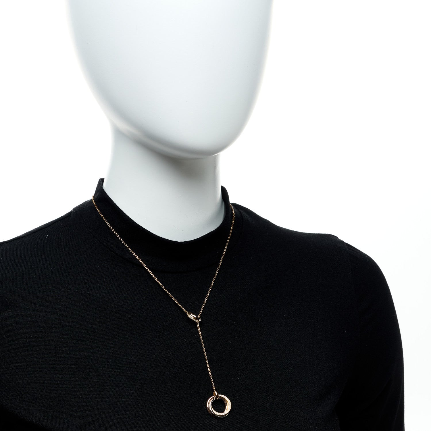 Cartier 18K Pink Yellow White Gold Diamond Trinity Lariat Necklace 3 of 8