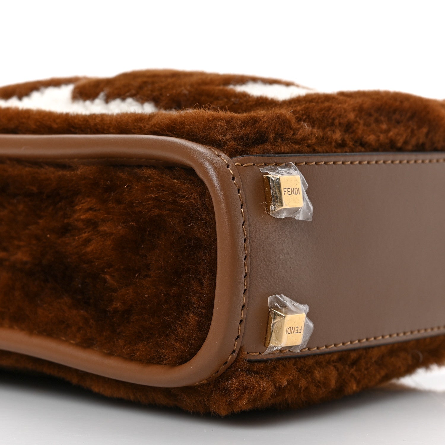 Fendi Shearling Plexiglass FF Mini Fendi Sunshine Shopper Tote Forresta White 7 of 8