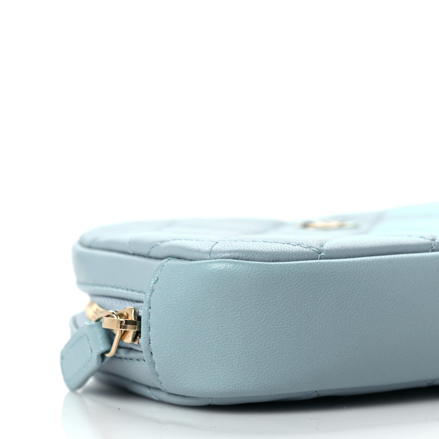 Chanel Lambskin Quilted Small Curvy Pouch Cosmetic Case Light Blue 8 of 9