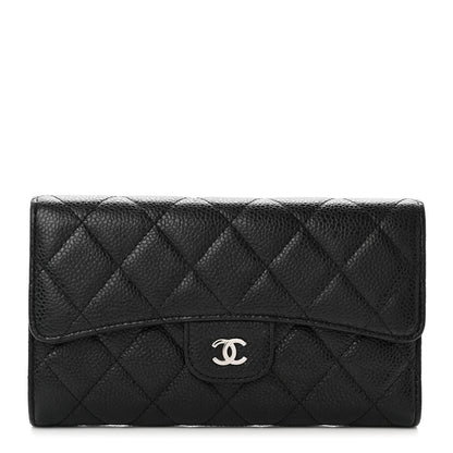 Chanel Caviar Quilted Large Gusset Flap Wallet Black 1 of 9