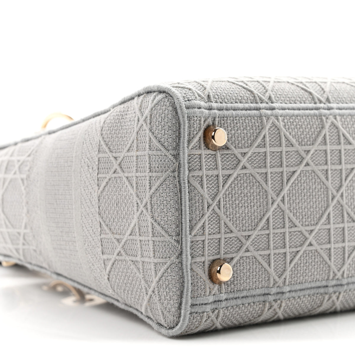 Christian Dior Canvas Embroidered Cannage Medium Lady D-Lite Gray 9 of 10