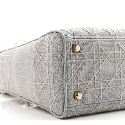Christian Dior Canvas Embroidered Cannage Medium Lady D-Lite Gray 9 of 10