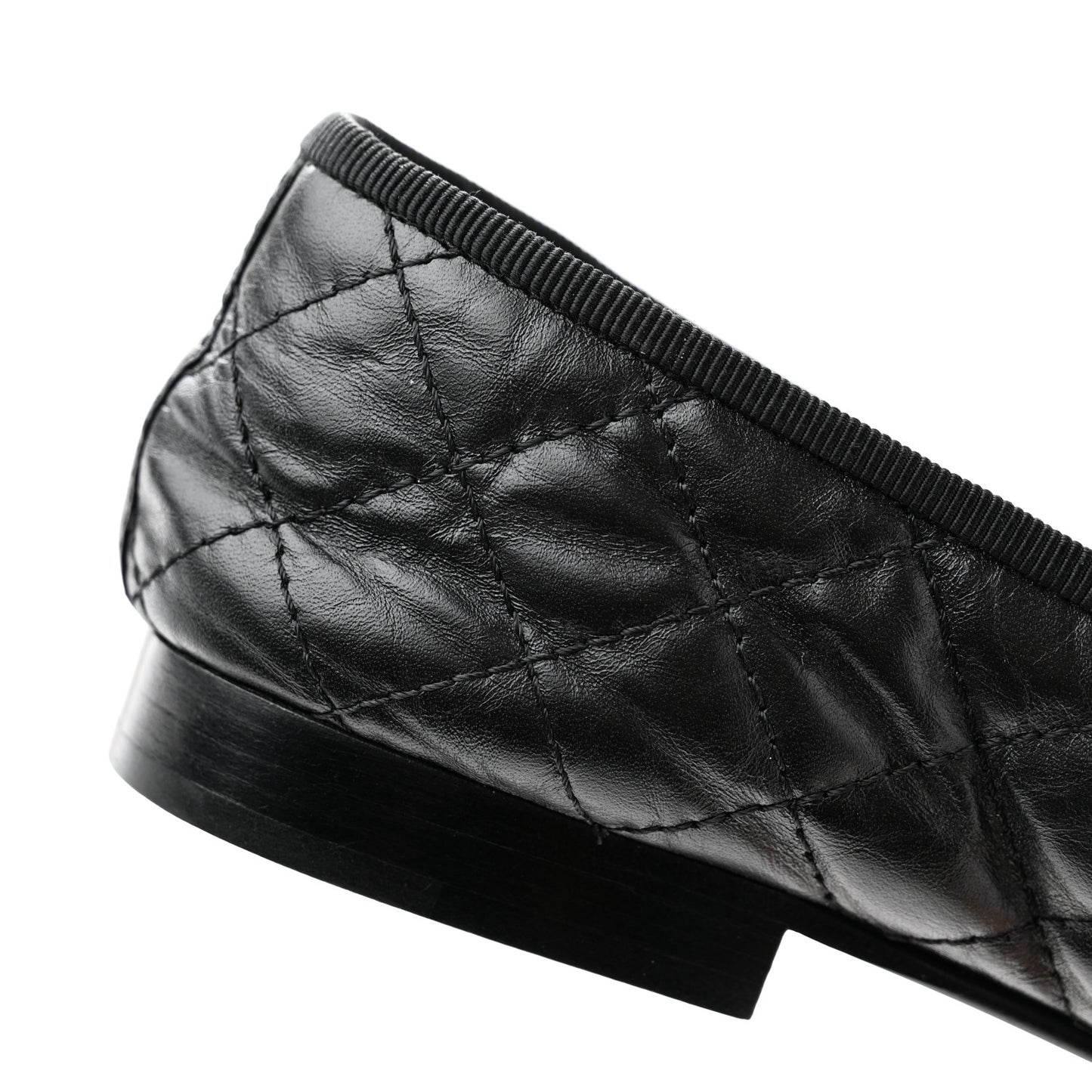 Aged Calfskin Quilted CC Cap Toe Ballerina Flats 36 Black